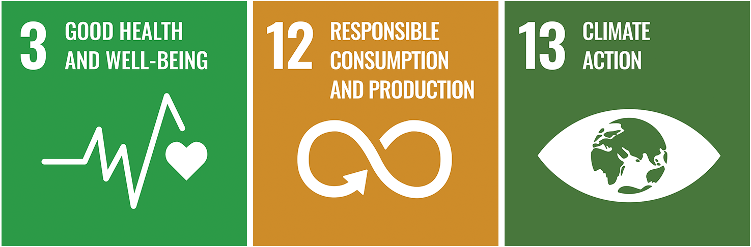 3 GOOD HEALTH AND WELL-BEING/12 RESPONSIBLE CONSUMPTION AND PRODUCTION/13 CLIMATE ACTION